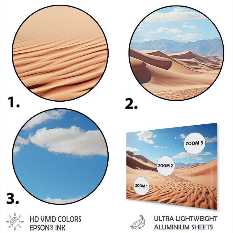 Dunes désertiques, horizon panoramique VI - désert, art mural en métal, H 30 po x l 40 po x P 1,5 po