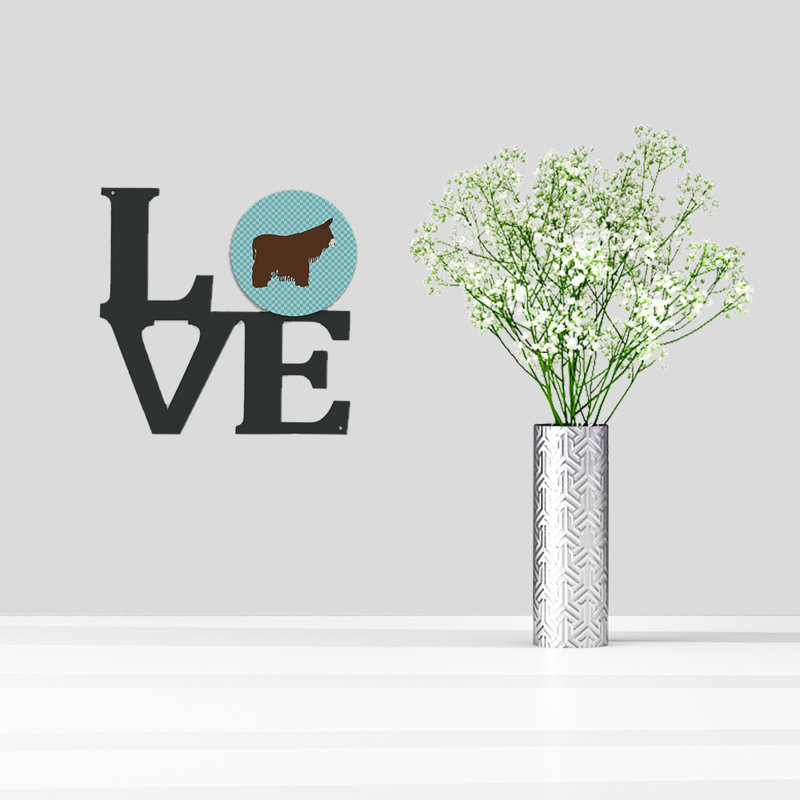 Décoration murale poitou poiteuin donkey check en métal love, Bleu