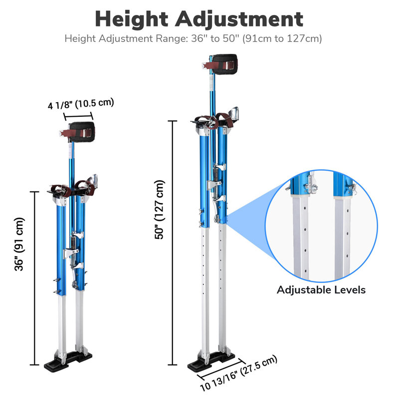 Outils de levage réglables en hauteur sur toiles en aluminium Yescom, Bleu, H 10,83 po x l 4,13 po x P 44,49 po