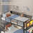 Twin Over Twin Bunk Bed With Desk,twin Size Bunk Beds With Led Light & Charging Station & Storage Drawers,metal Bed With Safety Guardrail & Ladder,for Kids & Teens,space Saving-1366094244