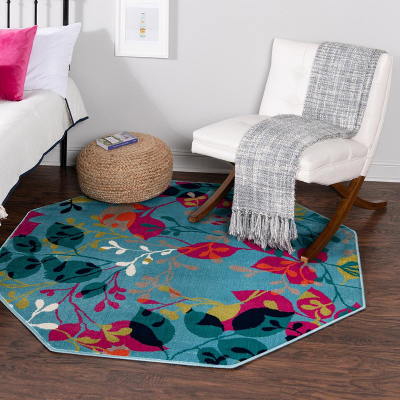 Analiese Floral Indoor Rug, Octagon 5'3" x 5'3"
