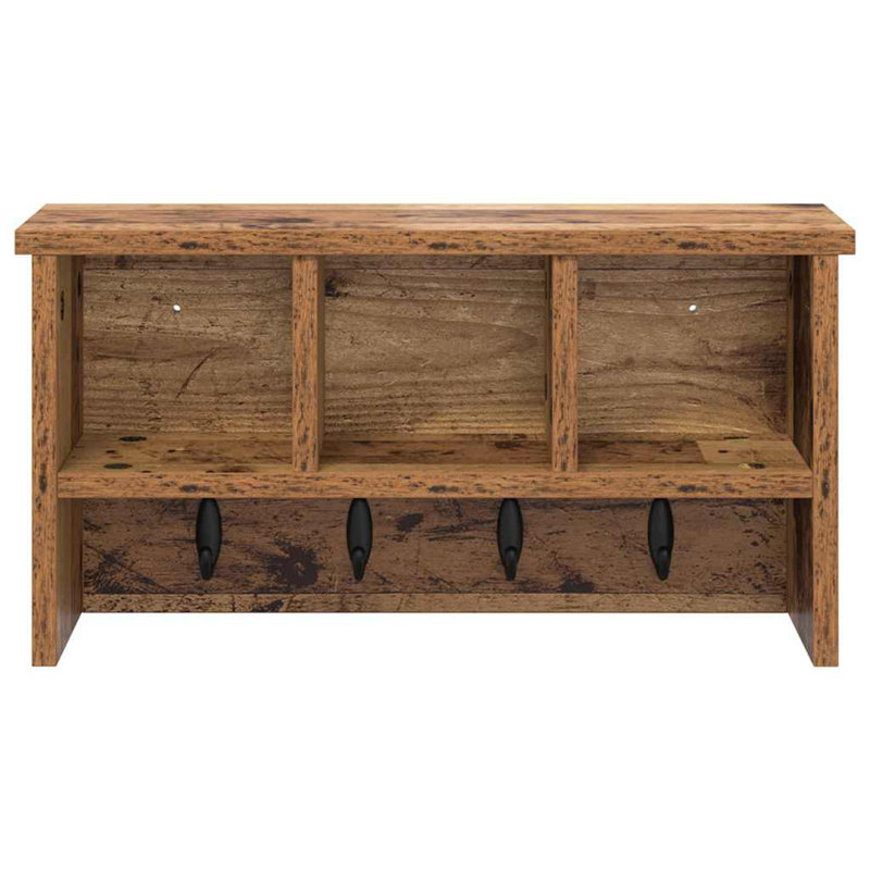 Wall-Mounted Coat Rack 50 X 16 X 26 Cm Engineered Wood, Old Wood