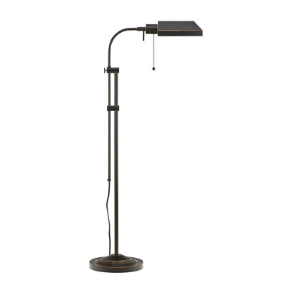 Metal Rectangular Floor Lamp with Adjustable Pole, Dark Bronze