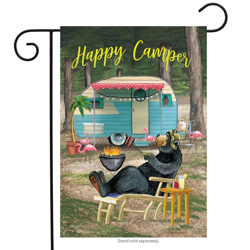 Drapeau de jardin Happy Bear Camper