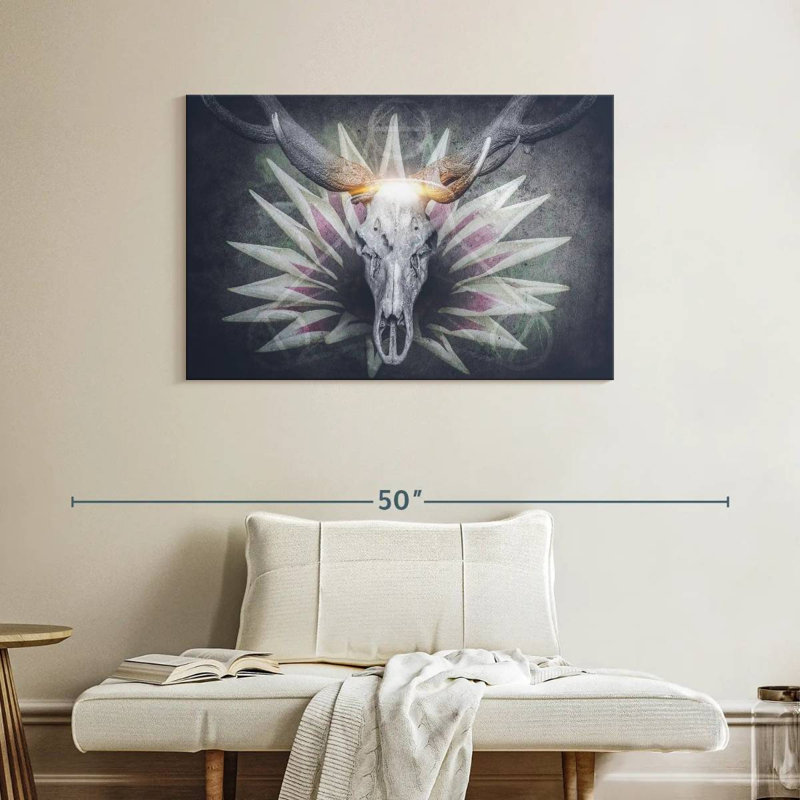 Crâne de cerf diable, H 26 po x l 39 po