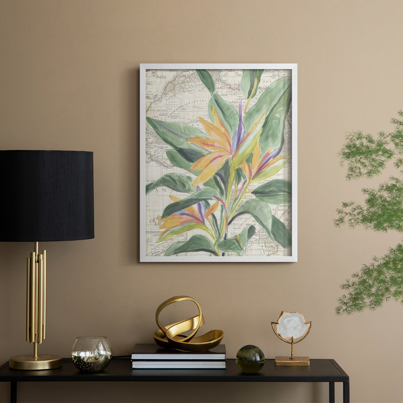 «Map Flora II», reproduction encadrée - bois massif, H 30 po x l 24 po, Blanc