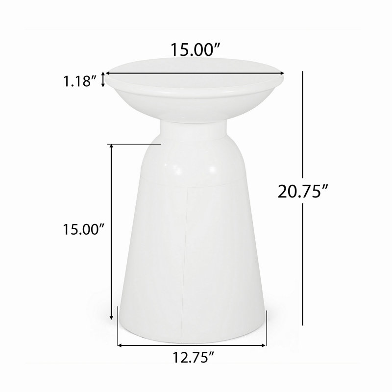 Table de bout d'extérieur en métal - Grand, Blanc