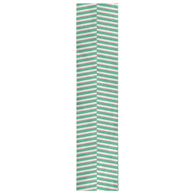 Fractured Stripes Table Runner, 16" x 72", Green/Pink