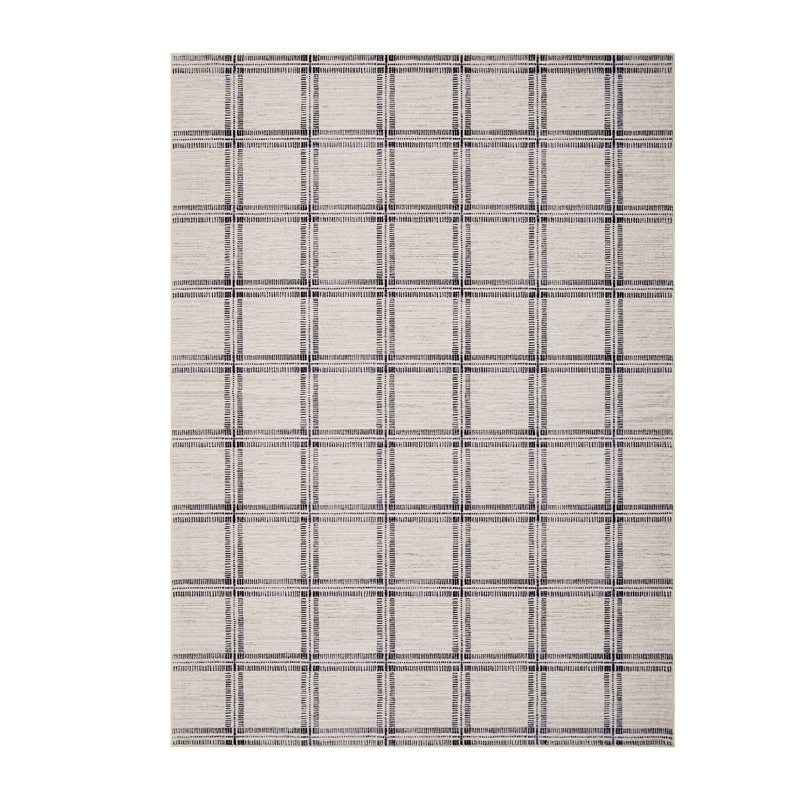 Washable Modern Rug Ultra-Soft Plaid Carpet with Non-Slip Backing, Stain-Resistant Low Pile Floor Mats, Easy Cleaning Geometric Indoor Tug for Living Room, Nursery, Office