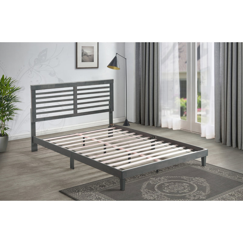 Isaul Slat Bed, Queen, Gray