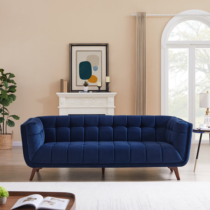 Ardrie 85" Flared Arm Sofa, Blue Velvet