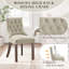 Chaises de salle à manger capitonnées à dossier profond avec coussin en lin, pieds en bois d'hévéa naturel-733230010