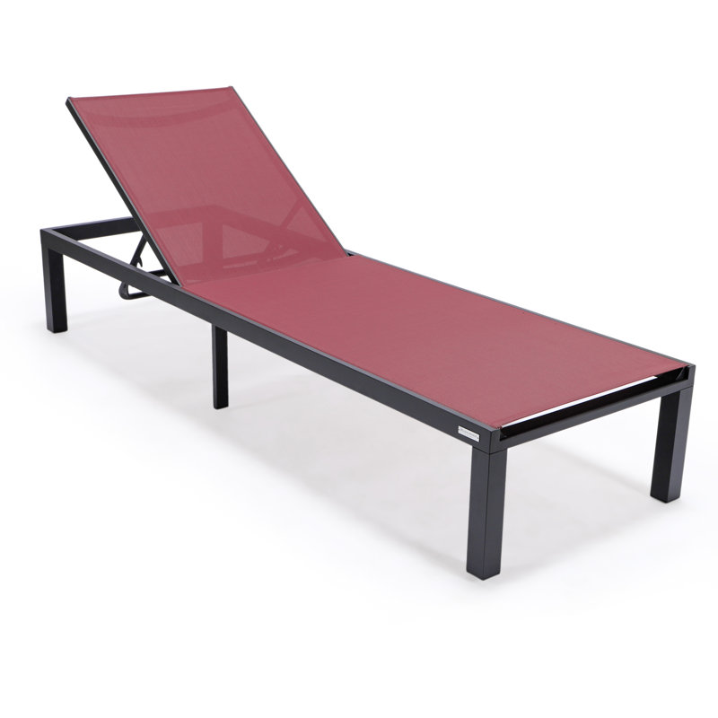 Marlin Modern Aluminum Outdoor Reclining Chaise Lounge - Weather-Resistant Sling Patio Chair for Poolside & Sunbathing