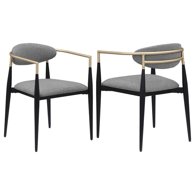 Ensemble de 2 chaises de salle à manger Exis, tissu moderne, métal élégant, Gris