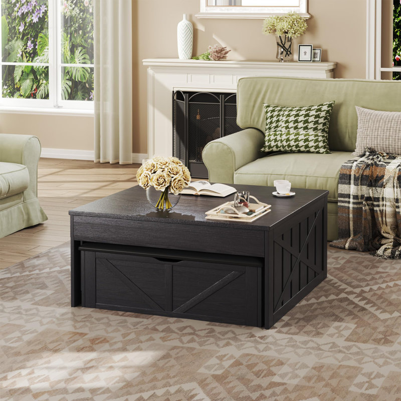 Table basse avec banc de rangement Lift Up, Black