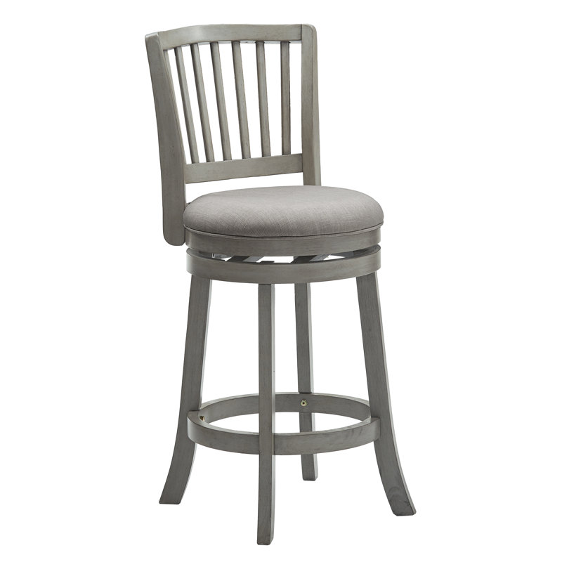 Jovie Swivel Counter & Bar Stool, Counter Stool (24.37'' Seat Height), Antique Gray, Gray Linen