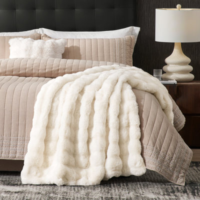 Faux Fur Cozy Bubble Texture Throw Blanket For Sofa, Bedroom, Or Living Room
