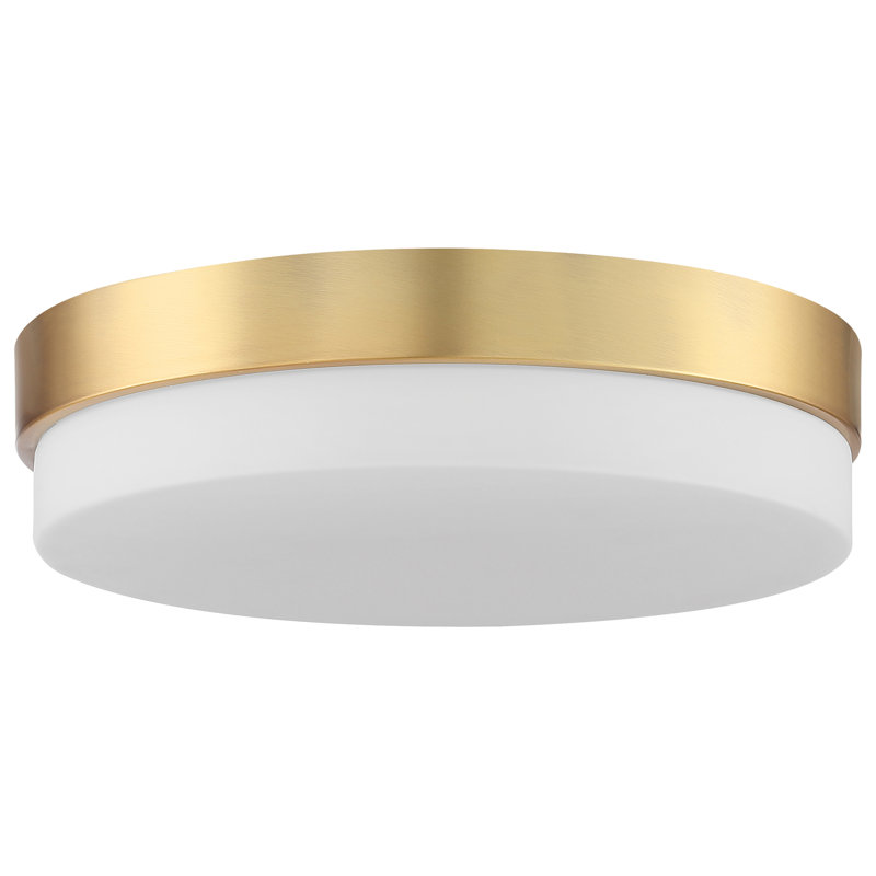Jamita Glass LED Flush Mount, Antique Brushed Brass, 3" H x 14" W x 14" D