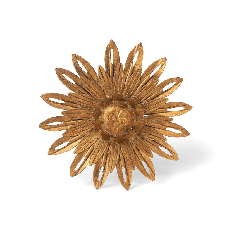 Wall Decor on Metal, Gold, 6.50" H x 1" W x 6.50" D