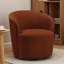 Chaise pivotante en velours orange brûlé Resnick - conception de baril rétro et rotation douce pour les espaces de vie modernes