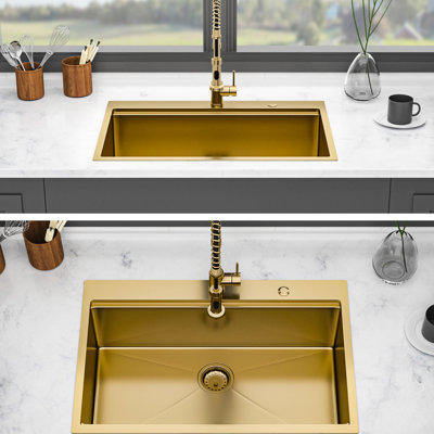 Évier de cuisine encastré en acier inoxydable 33 po T304 de 33 po de diamètre, poste de travail avec fonction de rebord, débit d'eau doux, coussin de réduction du bruit, grille de vaisselle et ensemble de drain x 22 po