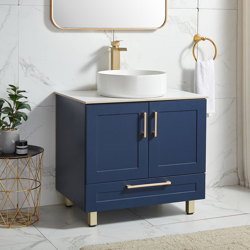 Meuble-lavabo vasque moderne 30 po avec plateau en céramique Wedurn