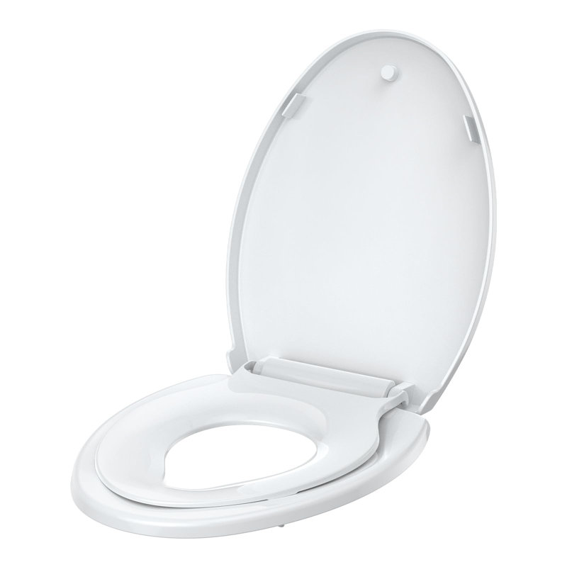 Siège de toilette 2 en 2 blanc 2 en 1 à ouverture double à fermeture rapide et installation rapide