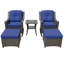 Ensemble de conversation 5 pièces en osier avec chaises Rock, table d'appoint et repose-pieds pour la cour, le porche, la terrasse et le balcon-999189092