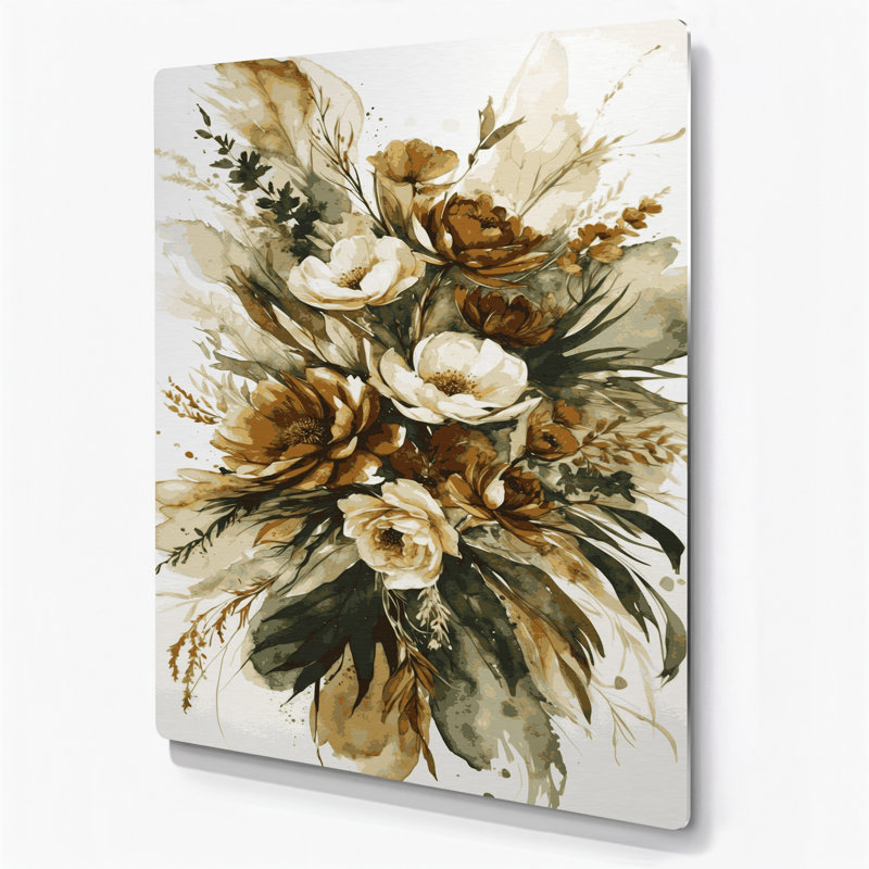 Aquarelle, art mural 79 beige en métal, 10" H x 8" W