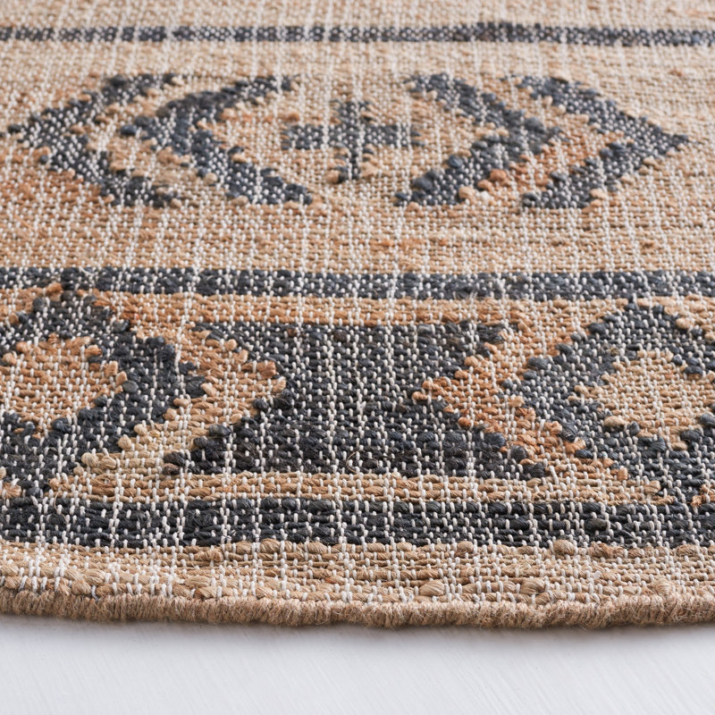 Haywa Hand Loomed Jute, Cotton Southwestern Rug, Round 7'