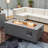 42" Rectangular Propane Fire Pit Table Set With Glass Wind Guard - 2-Piece Outdoor Patio Heater, 50,000 BTU