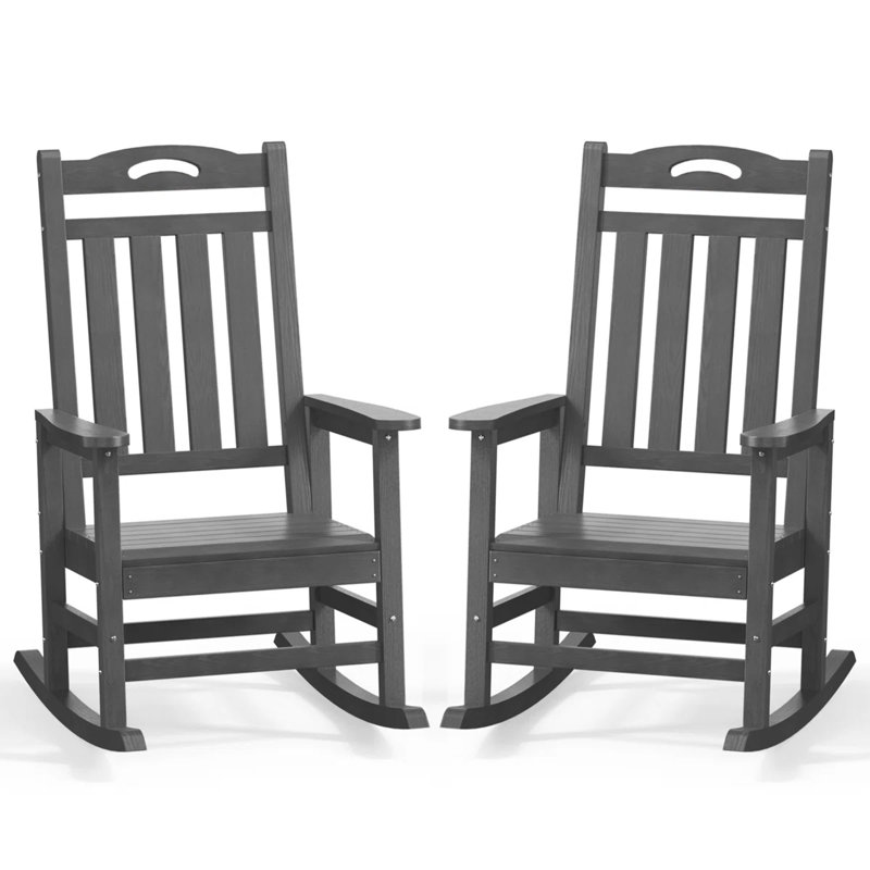 Chaise berçante en PEHD à bascule Adirondack, Dark Gray