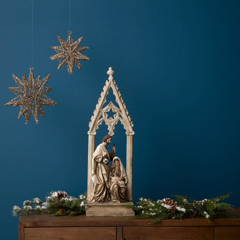 Sainte famille en résine avec arche