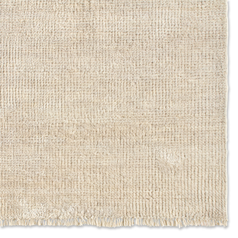 Jaipur Living Origin SAG05 Handknotted Solid White and Light Gray Area Rug (8'x10'), Rectangle 6' x 9'