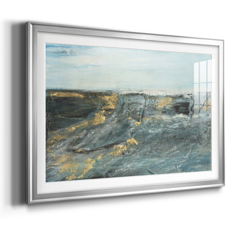 «Flow of Love in Ocean», cadre I avec cadre biseauté et verre biseauté, Argent, H 15 po x l 21 po x P 1,5 po