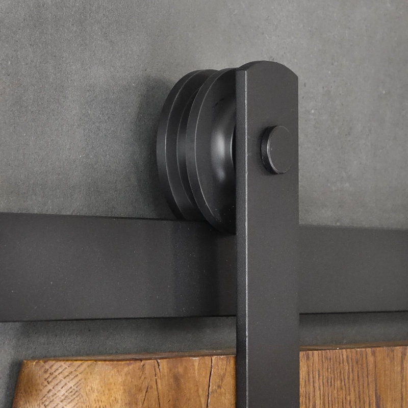 Arness Single Door Barn Door Hardware Kit, Black