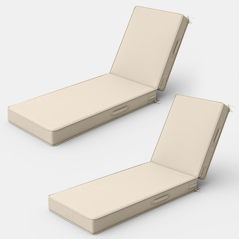Outdoor Cushions 4'' Chaise Lounge Cushions 21" W X 72" L (Cushions Only), 2, 72" L x 21" W, Beige