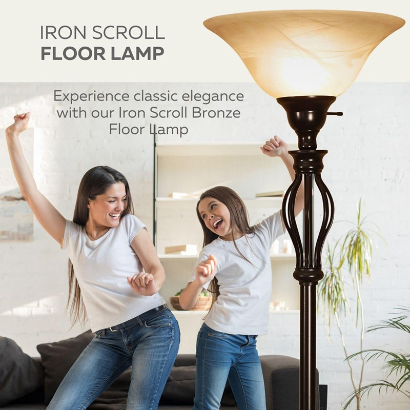 Stella 72" Torchiere Floor Lamp with Elegant Alabaster Glass Shade