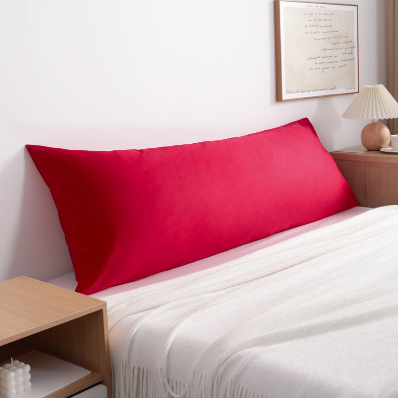 100% Cotton Body Pillowcase, Envelope Closure, Soft Body Pillow Cover, Red