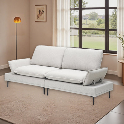 89 Inch Cotton And Linen Sofa, Minimalist Double Sofa