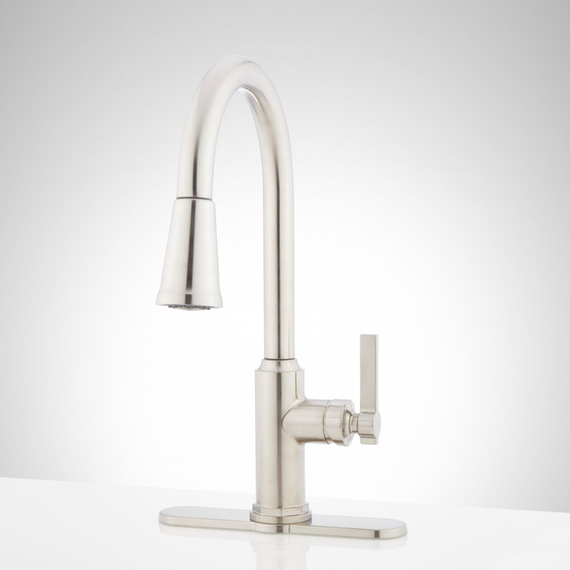 Greyfield 1.8 GPM Single Hole Pull Down Kitchen Faucet, Stainless Steel