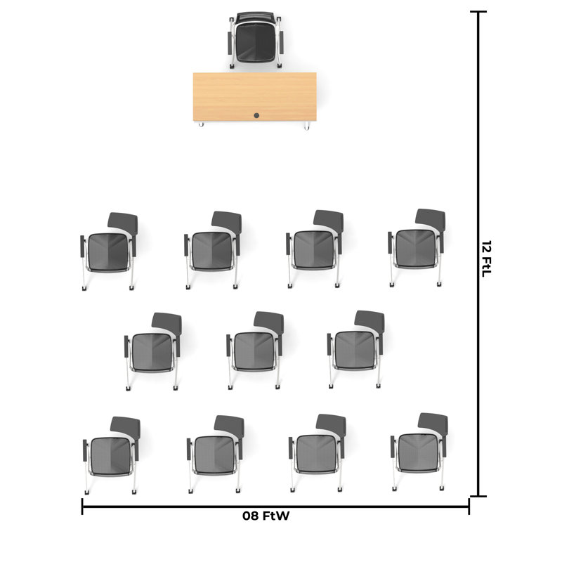12 Person Flip Top 22'' L Modular Training Table and Chair Set with Casters and Modesty Panel