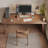 Tan Rectangular Solid Wood desks-107293695
