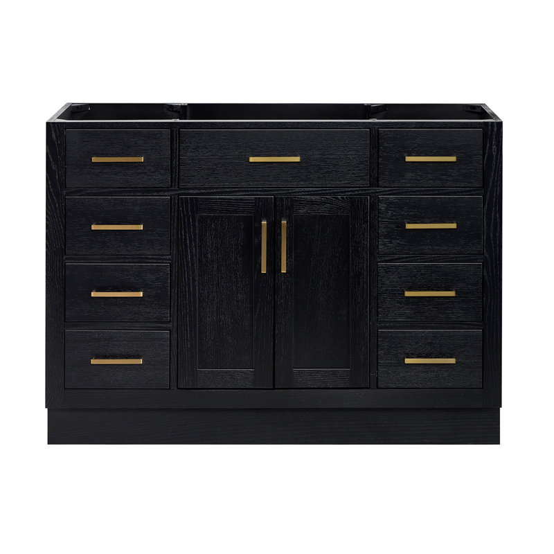 Osoria 48'' Solid Wood Single Bathroom Vanity Base Only, Base Cabinet without Top, Black Oak