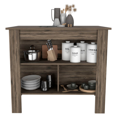Kitchen Island, Three Concealed Shelves