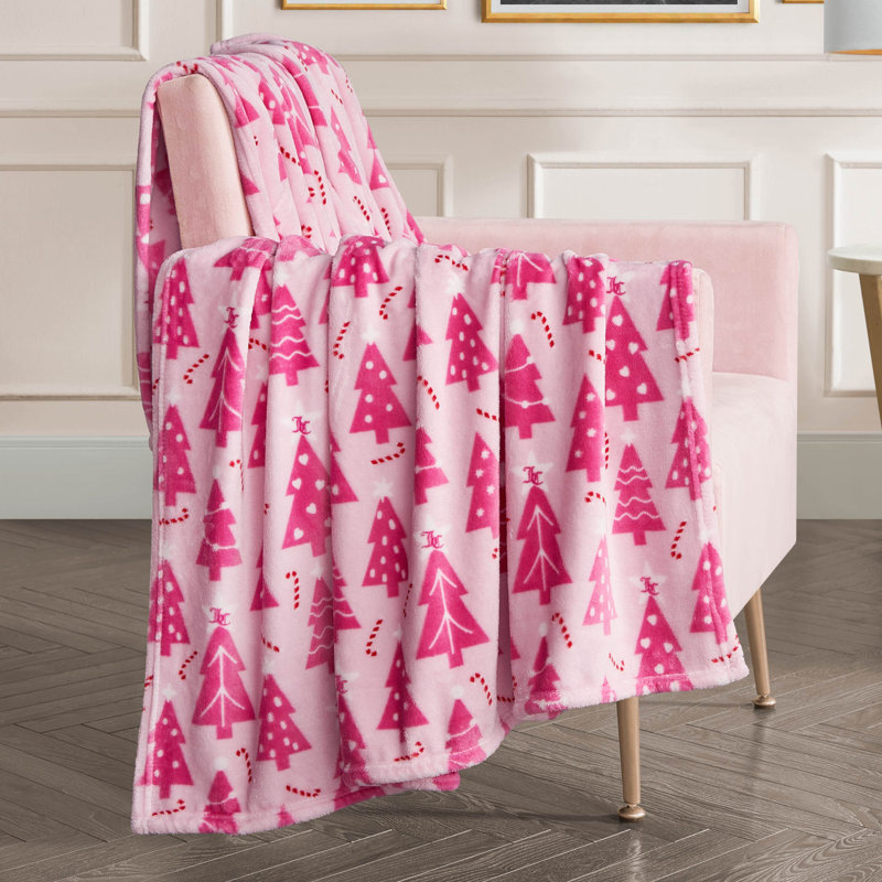 Juicy Couture Snow Trees Plush Throw Blanket, Snow Trees