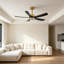 Ventilateur de plafond d'intérieur à DEL à intensité variable, doré / noir, avec éclairage 52 po et télécommande Amalfi