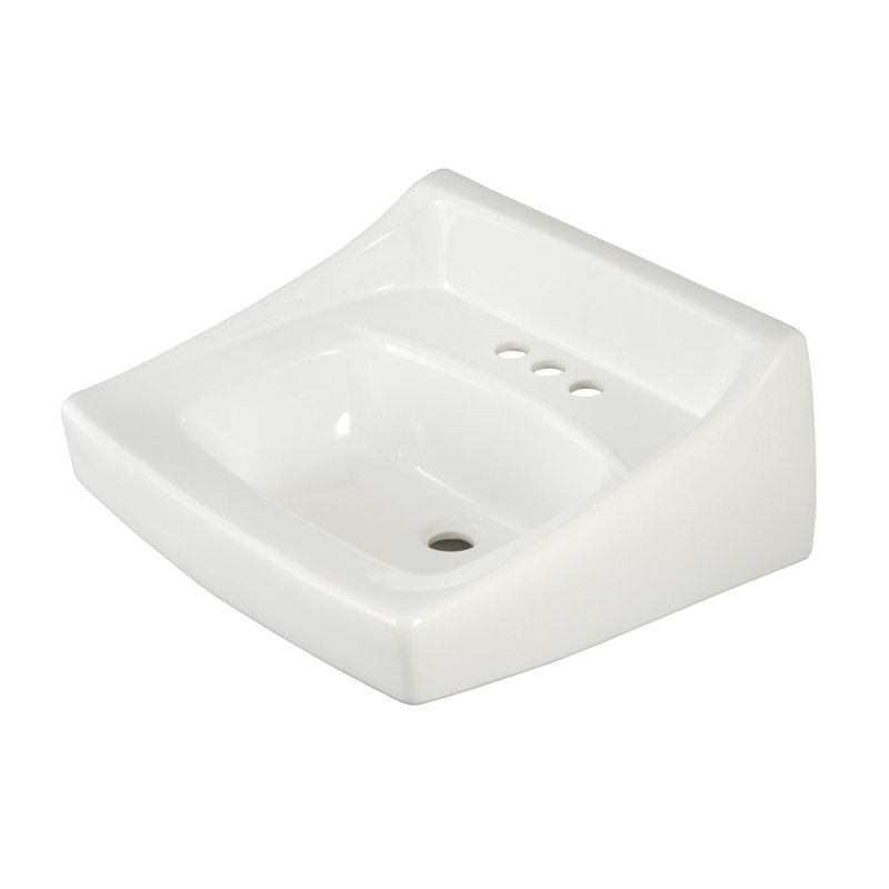 Lavabo de salle de bain rectangulaire commercial en porcelaine vitreuse avec trop-plein, Centres de 4 po, Coton