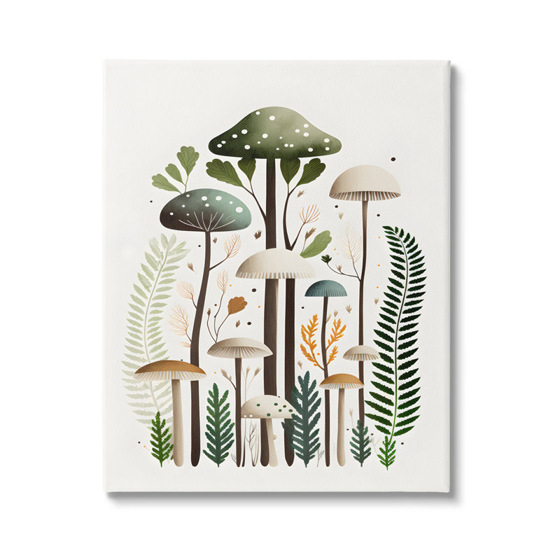 Champignons verts fantaisistes sur toile, H 30 po x l 24 po x P 1,5 po