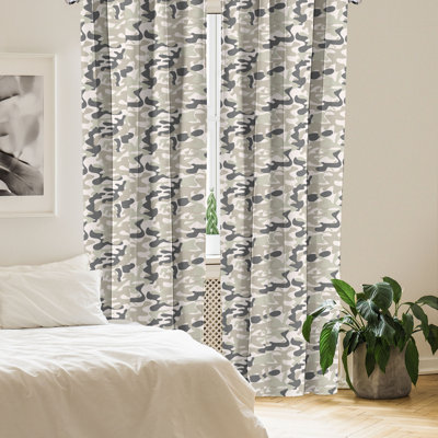 East Urban Home Camo 4-Panel Curtains, Modern Pastel Toned Camouflage 138282